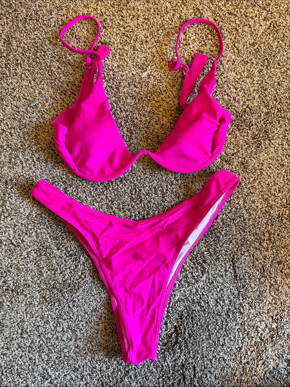 SHEIN Neon Fuchsia Two-Piece Bikini Set